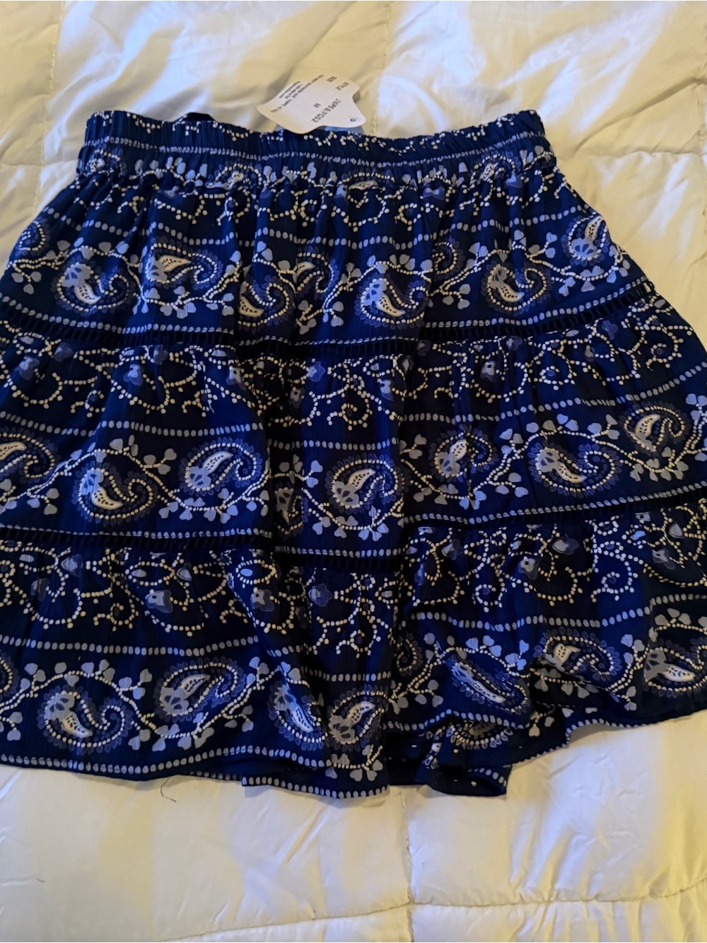 Angie Blue Paisley Tie-Waist Mini Skirt - Picture 8 of 10